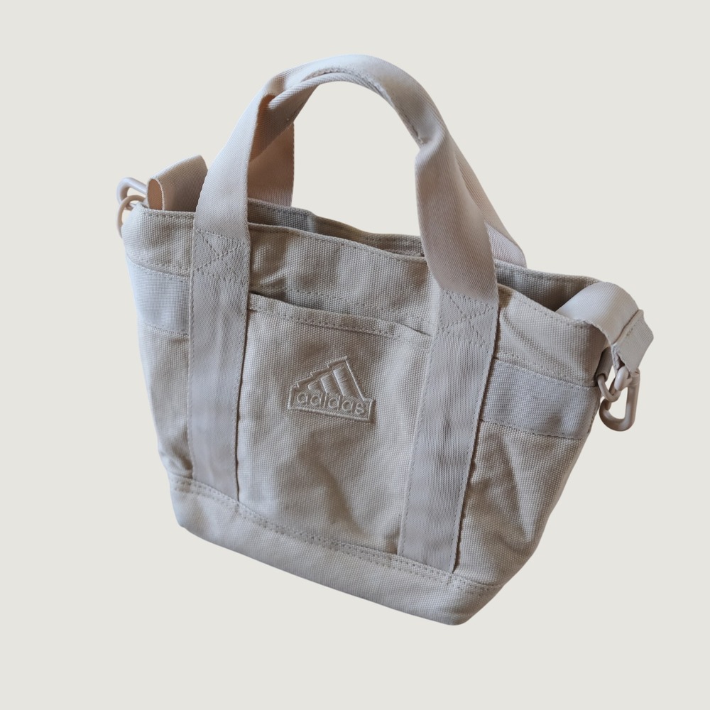 Adidas Mini Tote Bag Womens Beige Canvas Crossbody Y2K Vintage Sport OS